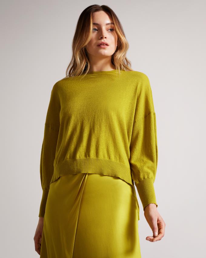 Pull Ted Baker Sleeve Detailed Jaune Femme | MZH-72315224